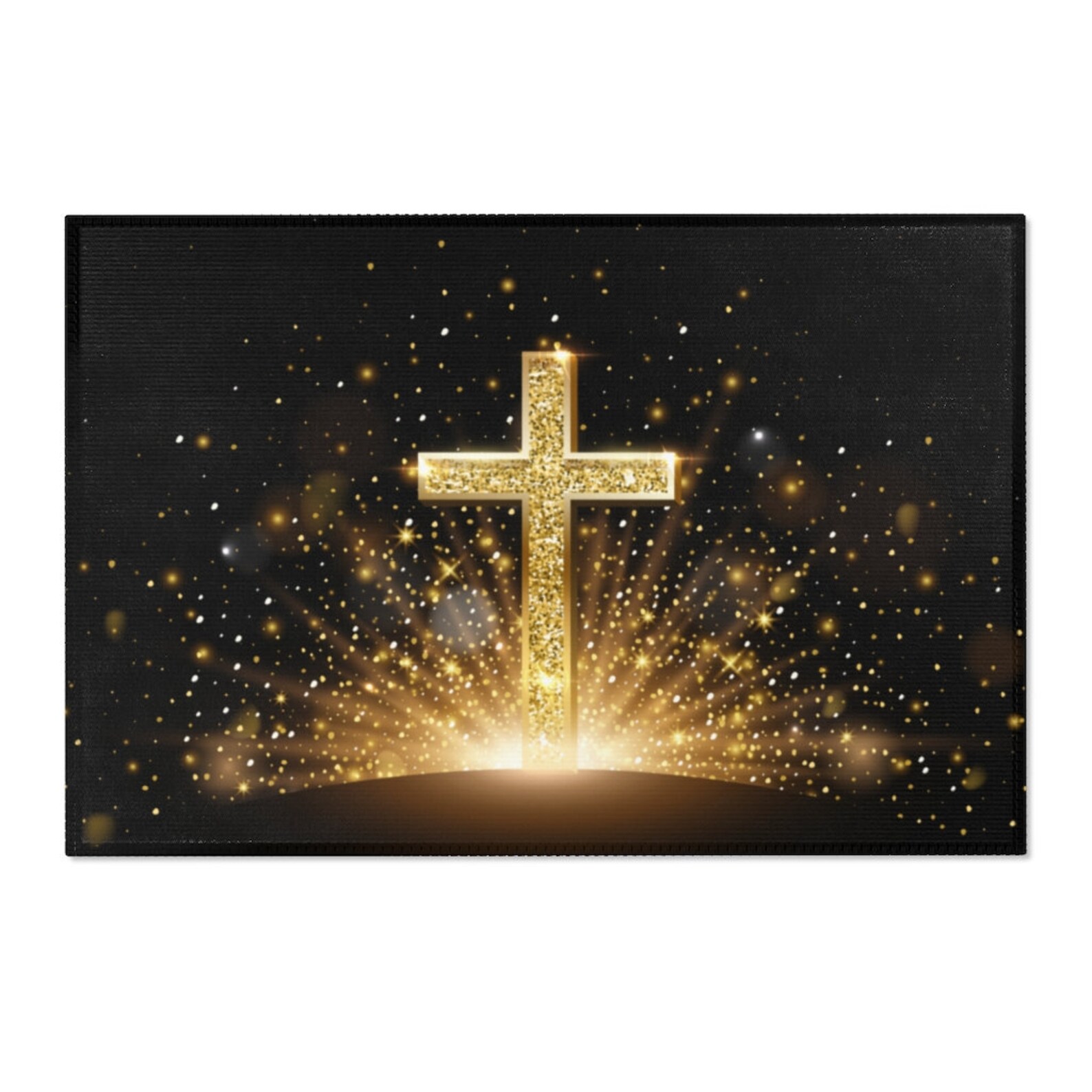 Christian Cross Design Area Rug Catholic Gold Glitter Etsy