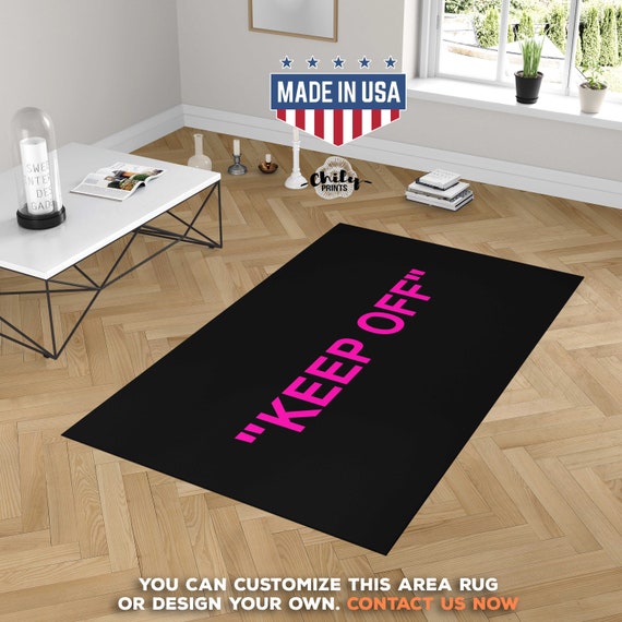 Area Rug "Keep Off" Off White Style Virgil Abloh Office, Bedroom