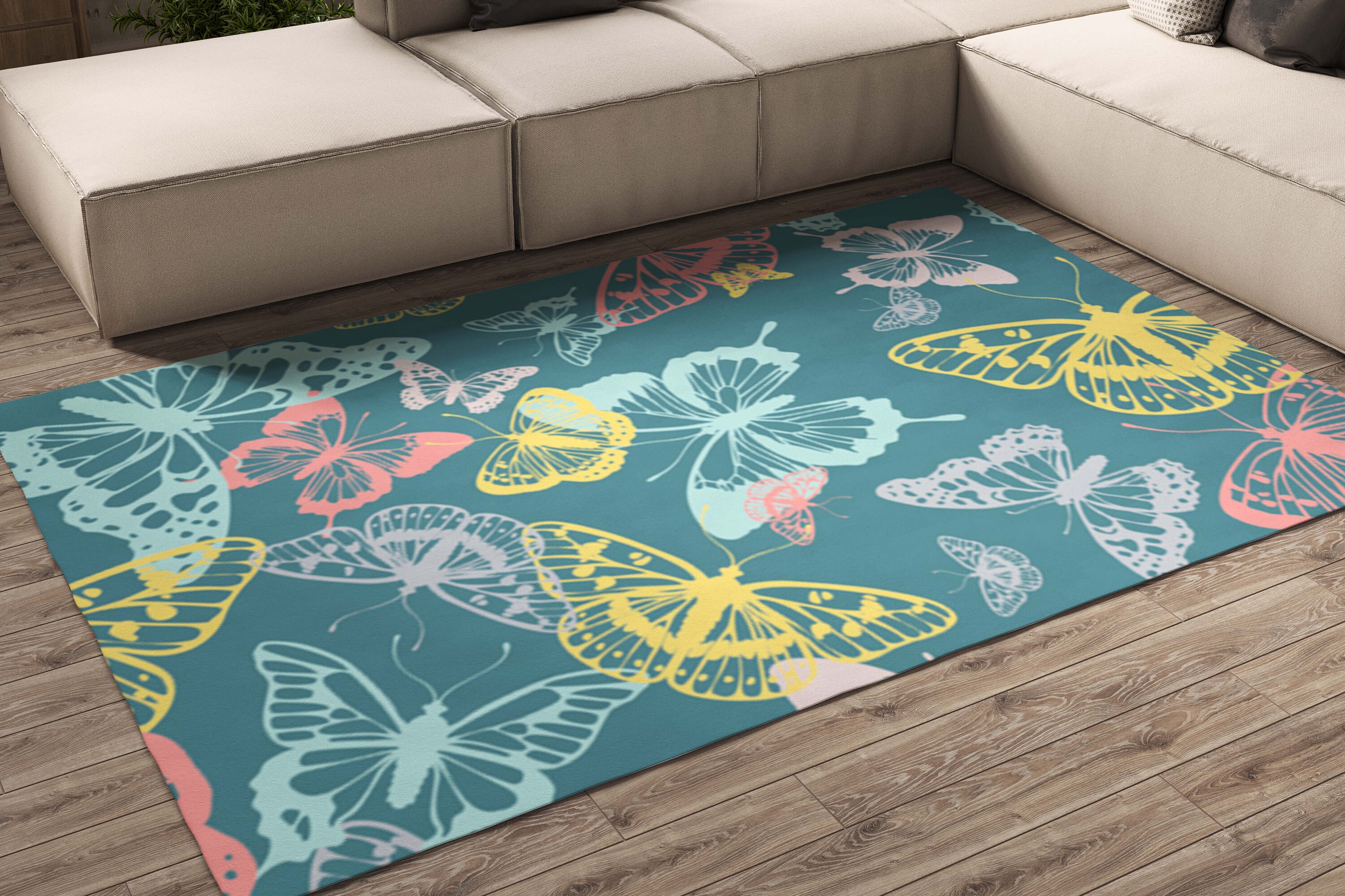 Aesthetic Teen Girls Area Rugs Butterflies Pattern Abstract Etsy