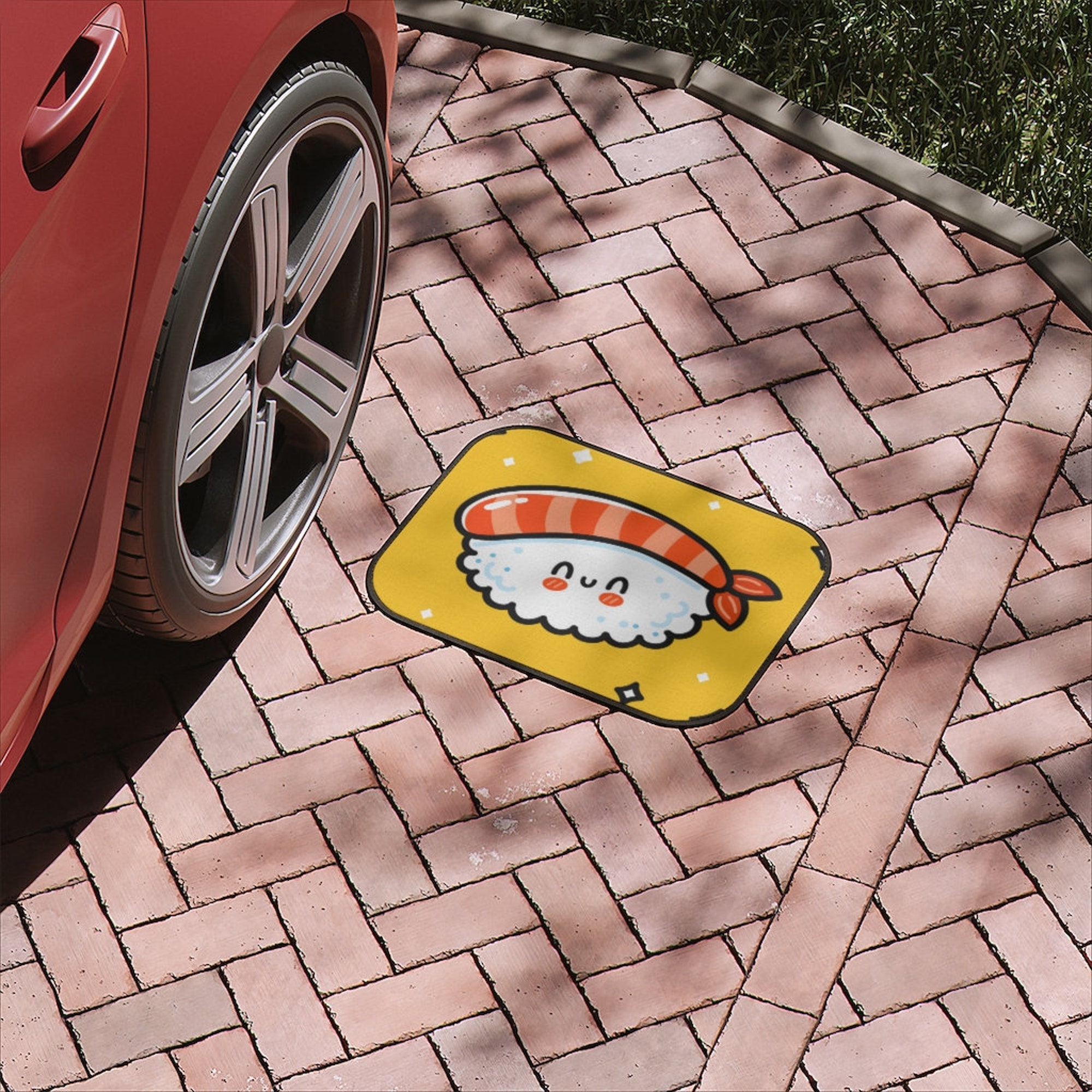 Japanese sushi Car Floor Mats, Cute Asian Kawaii car accessories car flor mats, cute cartoon kawaii character sushi roll print car mats