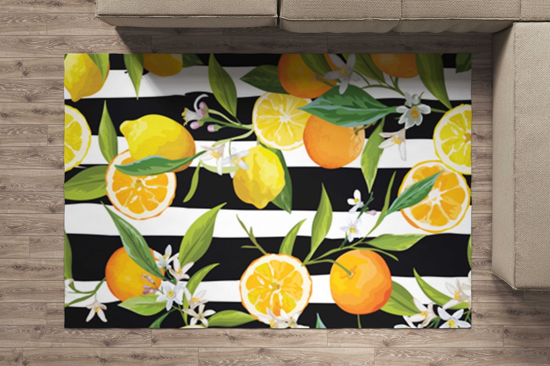 Lemon Rugs for Kitchen Area Rugs Orange and Lemons Illustrations Floral Rugs Home Decor