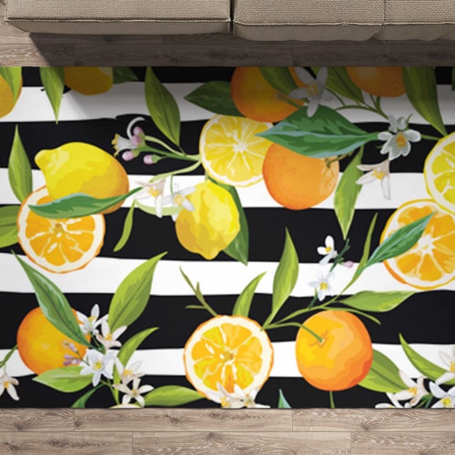 Lemon Rugs for Kitchen Area Rugs Orange and Lemons Etsy