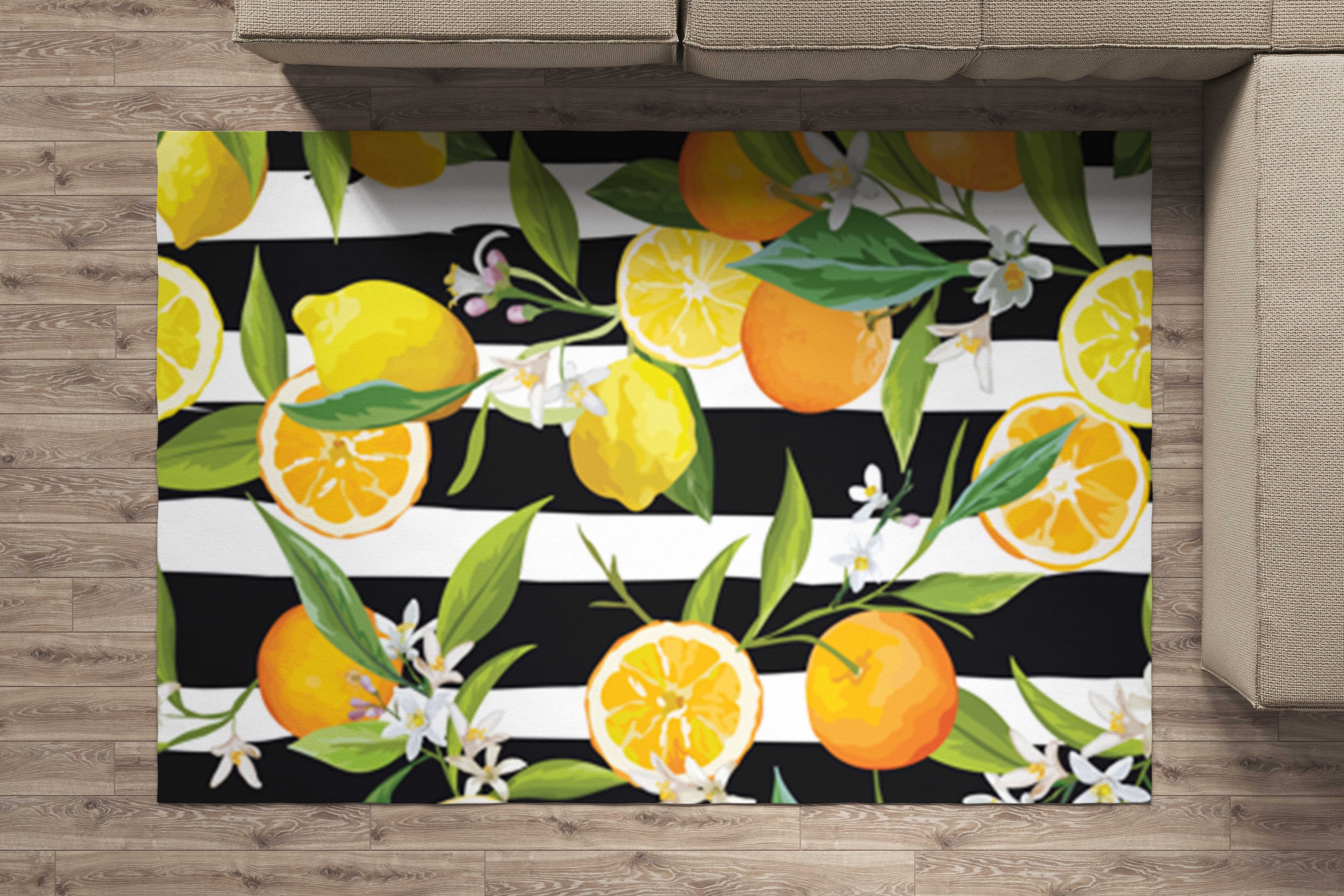 Lemon Rugs for Kitchen Area Rugs Orange and Lemons Etsy