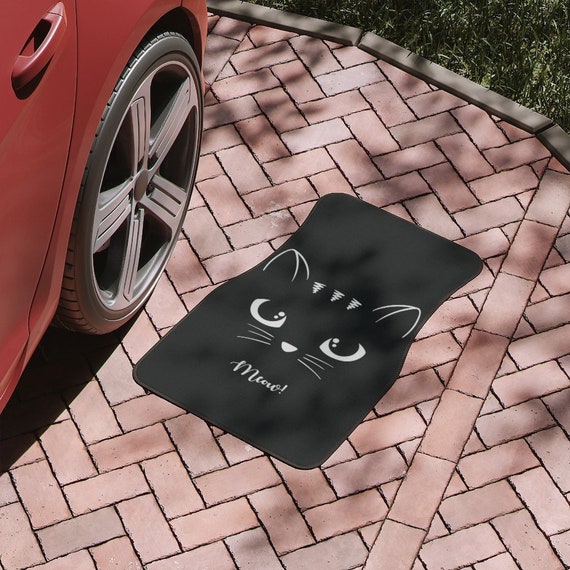 Meow Cat Car Floor Mats, Cat's Muzzle Print Big Eyes, Ears Car