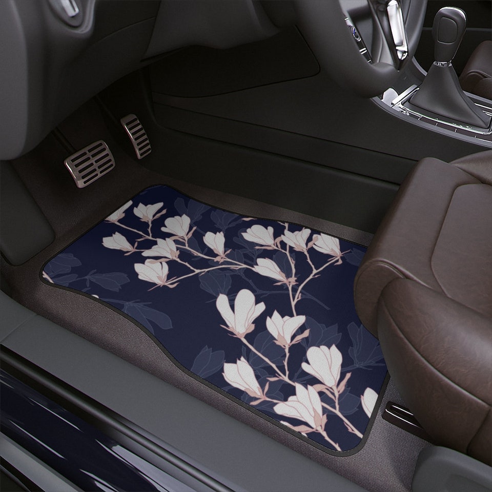Discover Magnolia flower Japanese Car Floor Mats decor, Japanese Flowers Car Mats, Japanese Flowers Car Accessories, flower print car decor