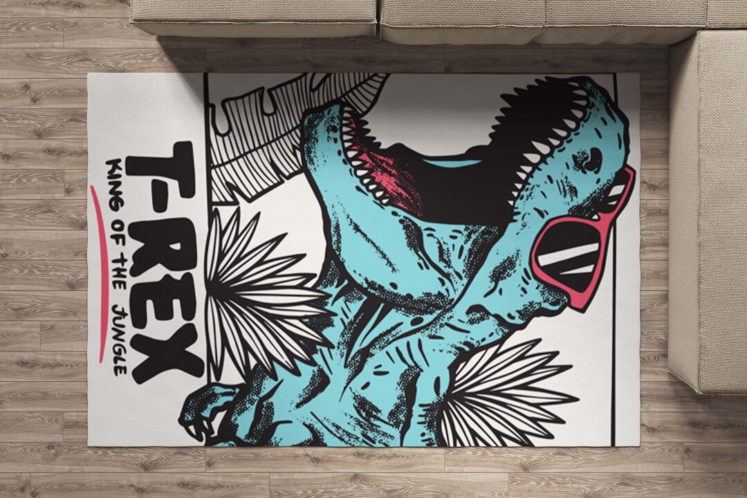 T-rex Area Rugs Kids Room Decor Dinosaur Wearing Sunglasses T-rex With ...