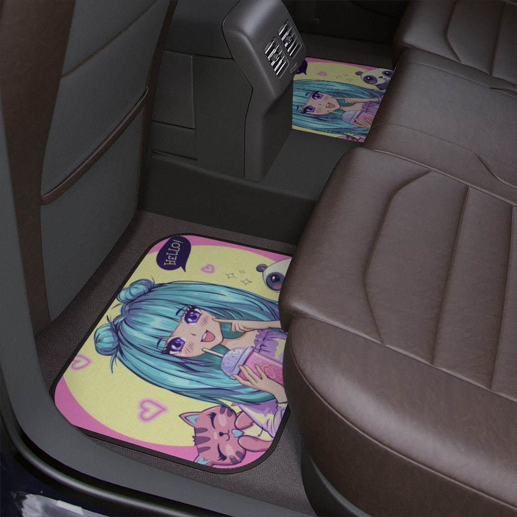 Anime Girl Car Floor Mats Cute Anime Panda and Cat Car Floor Etsy