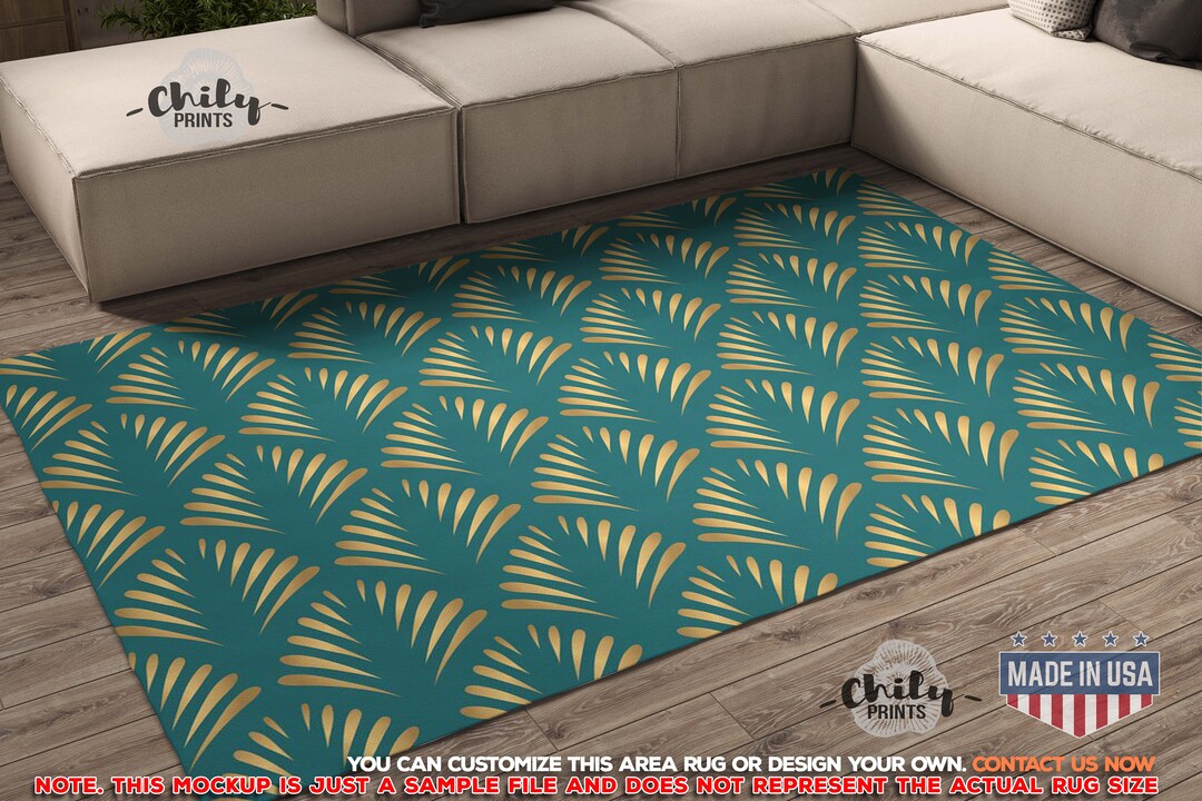 Rugs for Bedroom Aesthetic in Art Deco Style Pattern Metallic - Etsy