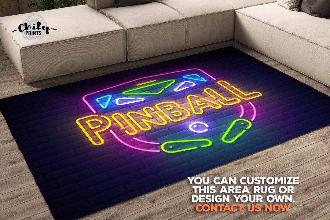 Pinball Game Room Area Rugs Game Room Decor Carpet Basement Etsy