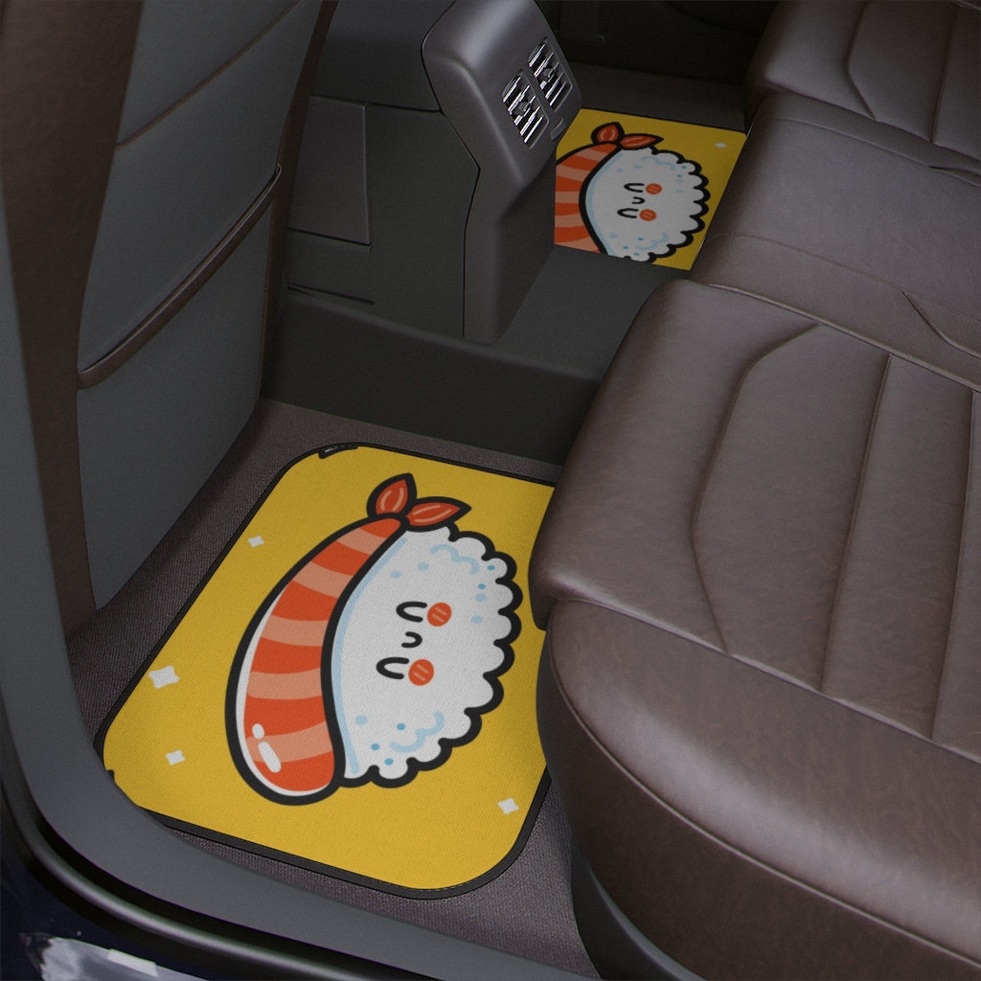 Japanese sushi Car Floor Mats, Cute Asian Kawaii car accessories car flor mats, cute cartoon kawaii character sushi roll print car mats