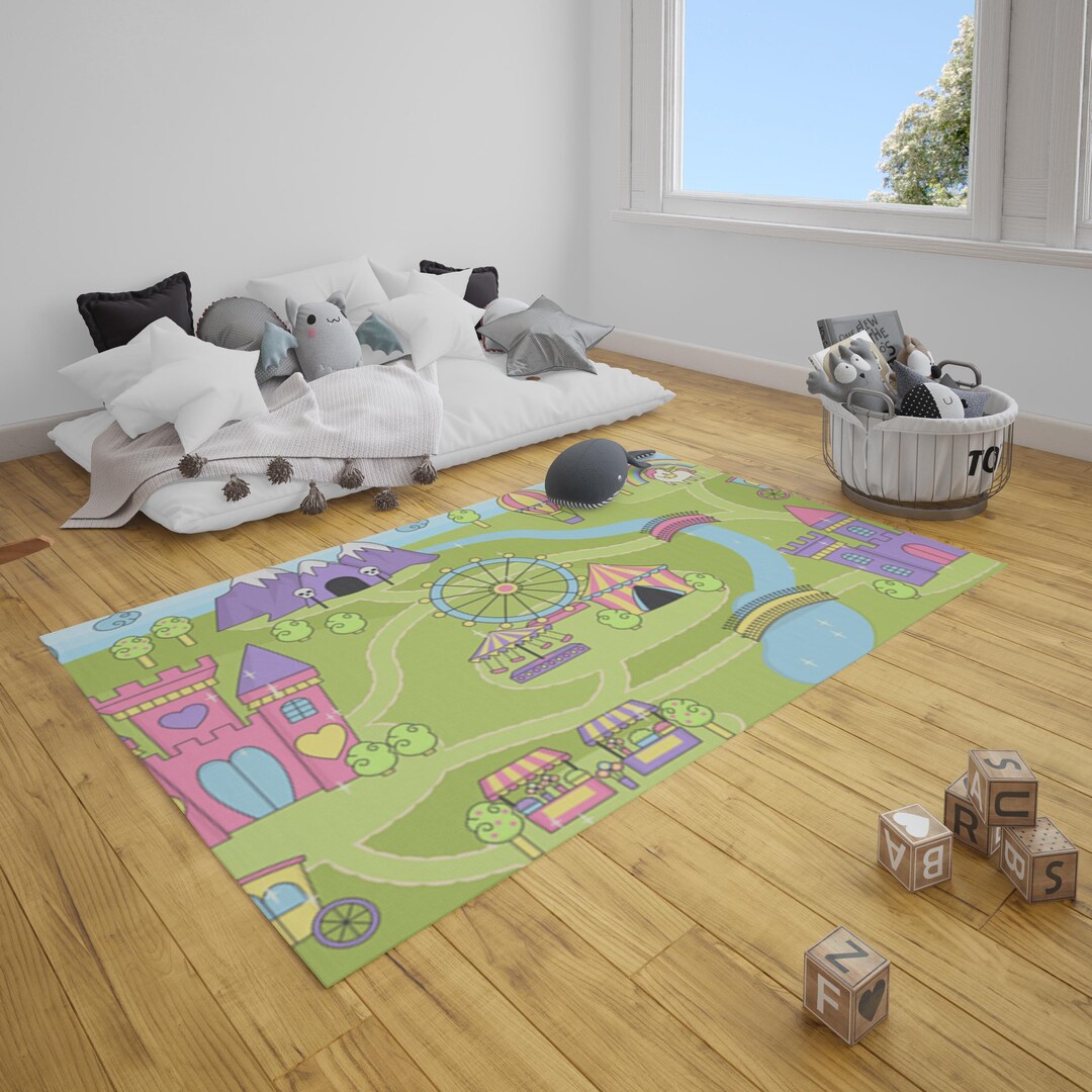 Kids Play Rug Princess Fairy Tale World Area Rug Play Mat, Girls ...