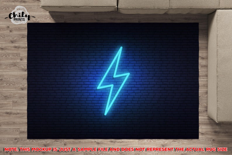 Neon Bolt Lightning Area Rug Thunder and Electricity Carpet Etsy