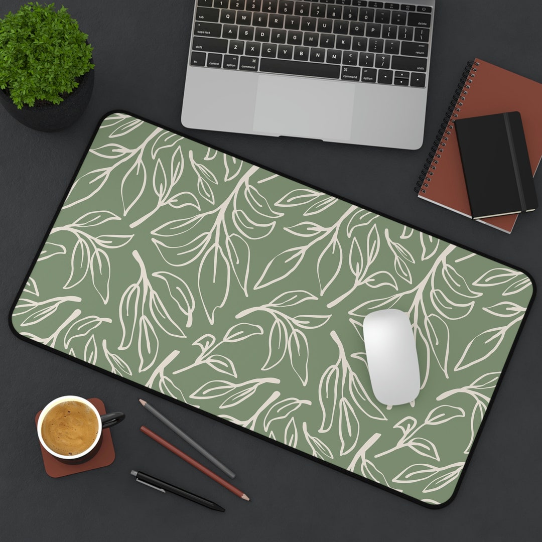 Cute Sage Green and Herbs Desk Mat Sage Green Desk Pad With Etsy