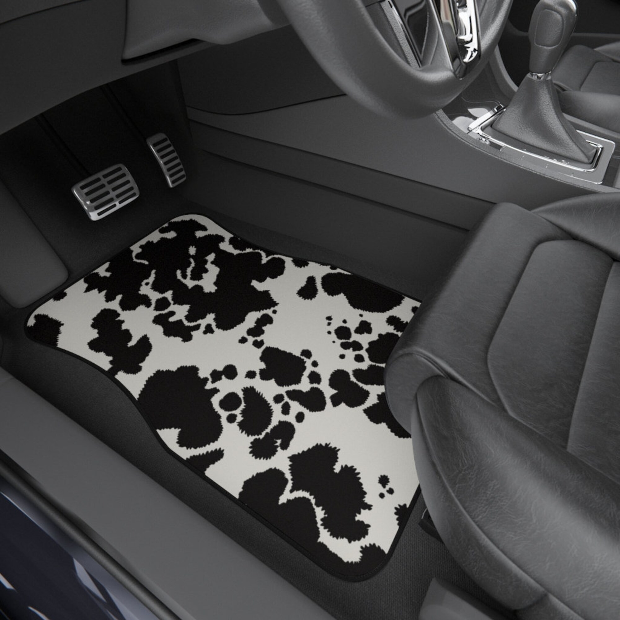 Animal skin Car Mats, Cow texture custom print car mats, Cow hide style car decor