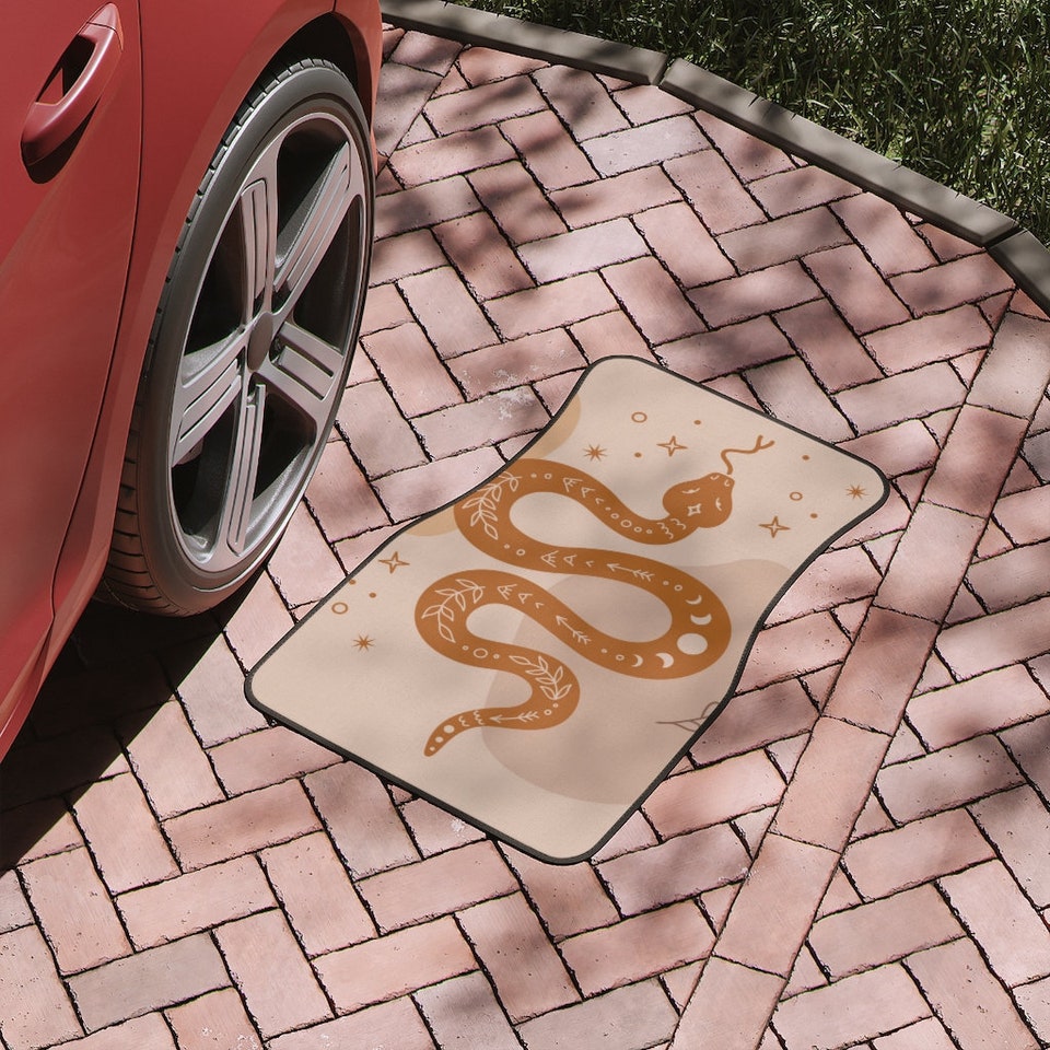 Discover Boho snake Car Floor Mats, pastel Boho Sacred mystic serpent custom Car Floor Mat, Modern esoteric magic car interior decor, Witchy Cute mat