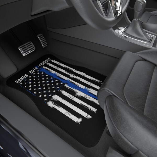 Car Floor Mats - Police Officer Flag Design Officer Car Floor Mats interior car decor floor mats for car, Honor Duty Courage car accessories