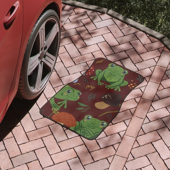 Frosch AutoMatten, Frosch Print und Pilz Auto Matten, süße Auto Zubehör,  Natur Auto Set Bodenmatten, Frosch Auto Accessoire Dekor Geschenk - .de