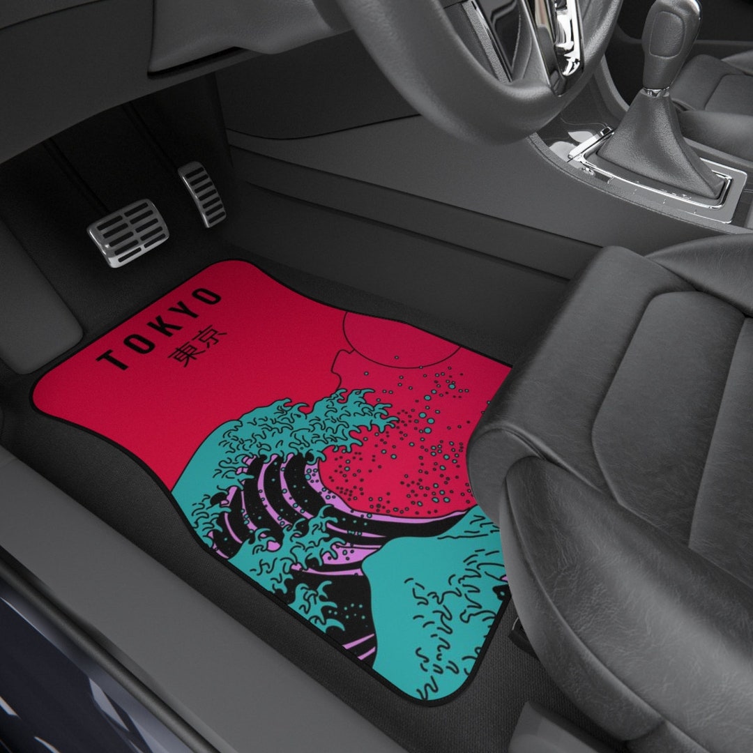 Anime Car Floor Mats, Pop Art Style Vaporwave Cute Car Accessories for