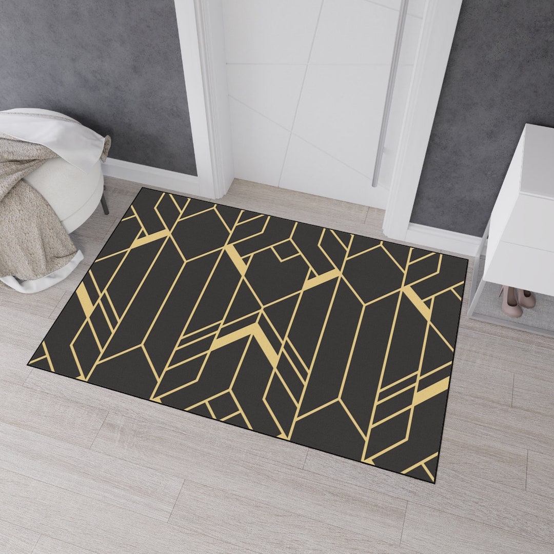 Art Deco Floor Mat With Abstract Art Deco Monochrome Design Print Door