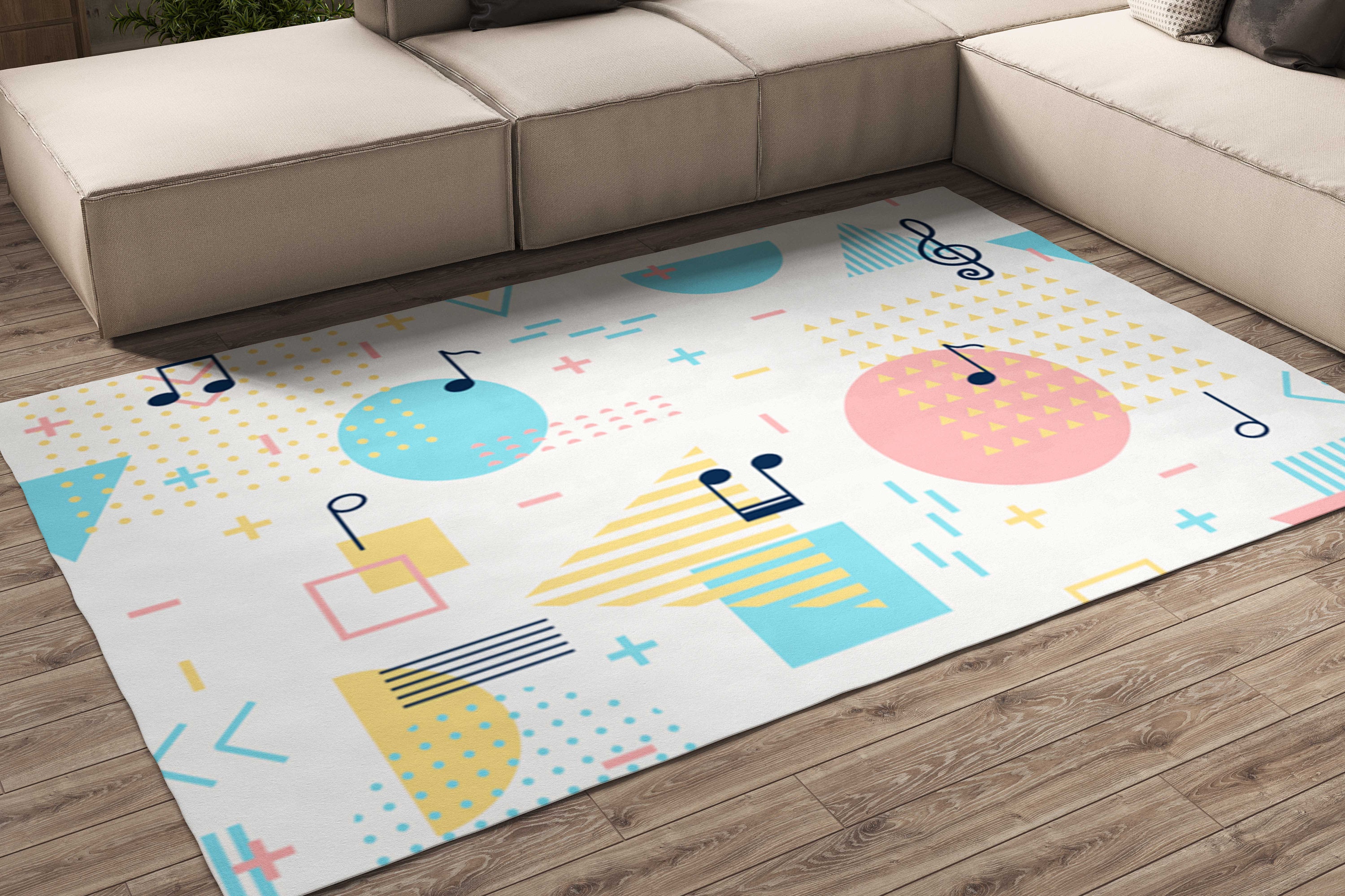 Home Decor Custom Area Rugs Microphone & Music Score Floor Mat Non-Slip Carpets 