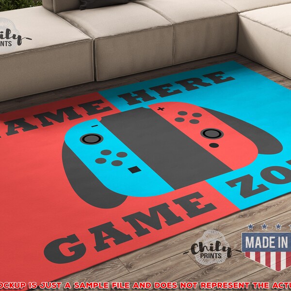 Custom name gamer switch area rug, portable game console design carpet, Gamer room decor Area Rug, Video gamer, play room decor Gamer Gifts