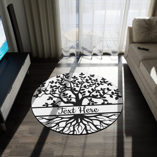 Custom rugs, Personalized Family Name Sign Round Rug, Home floor Decor carpet, Personalized Family rug, Tree of Life Sign Custom Name rug