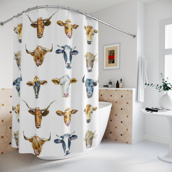 Cow Shower Curtain Etsy