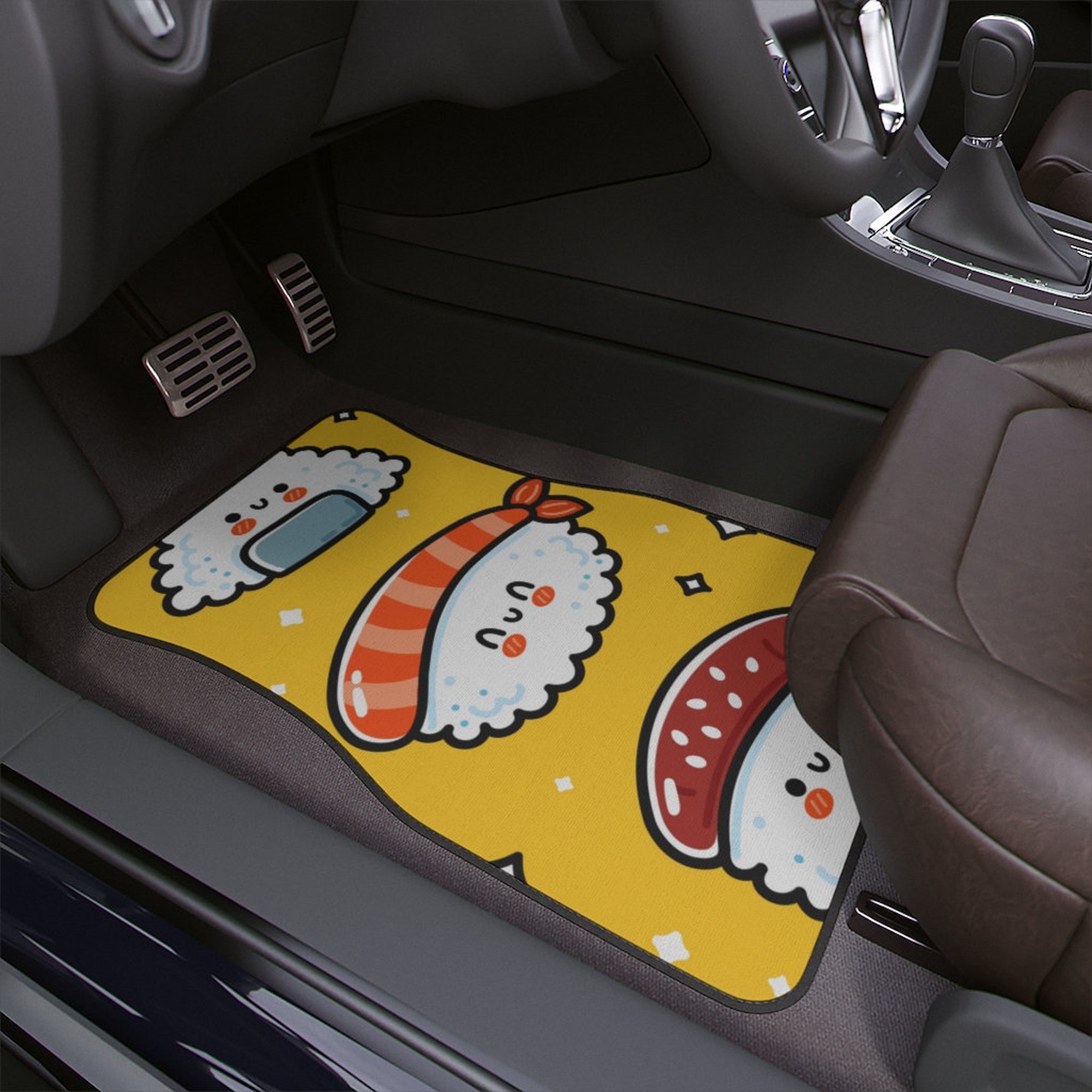 Japanese sushi Car Floor Mats, Cute Asian Kawaii car accessories car flor mats, cute cartoon kawaii character sushi roll print car mats