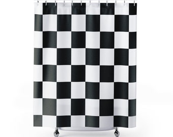 72/79" Chess Game and Checker Board Brown Shower Curtain Bathroom Set Bath Mat 