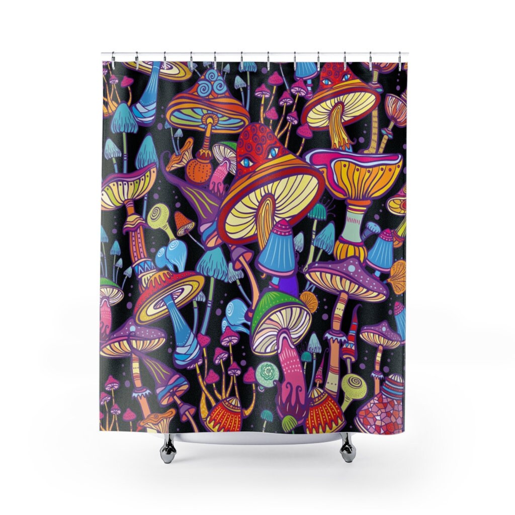 Mushrooms Shower Curtain bright and decorative print Mushroom Etsy