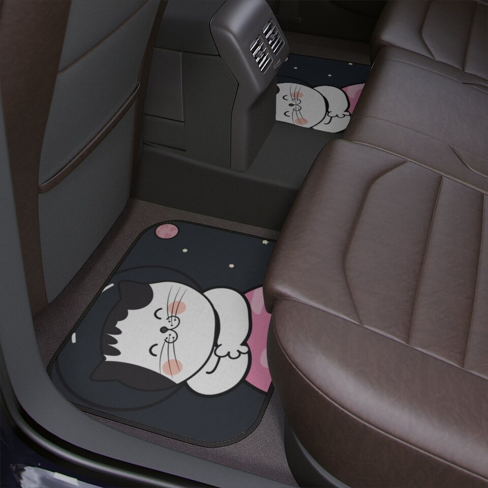Kawaii Japanese Car Floor Mat, Anime cute kawaii cat on ice cream Car Floor Mat, space and stars cat cute cat car interior decor car mat