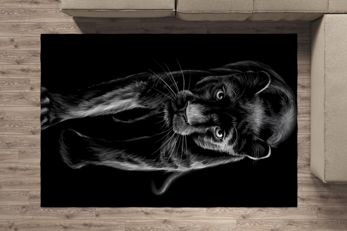 Black Panther Design Area Rug Wild Animal Carpet Home Decor Etsy
