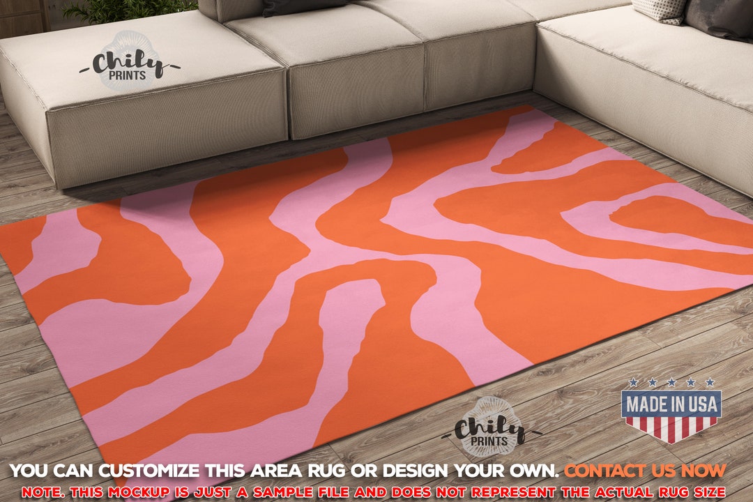 Trendy Y2k Area Rug, Cool Groovy Liquid Rugs, Custom Print Funky Retro