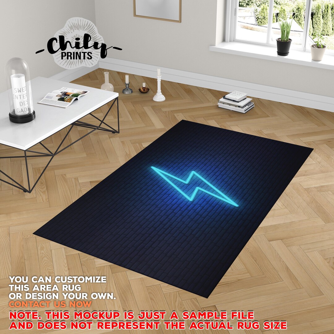 Neon Bolt Lightning Area Rug Thunder and Electricity Carpet Etsy