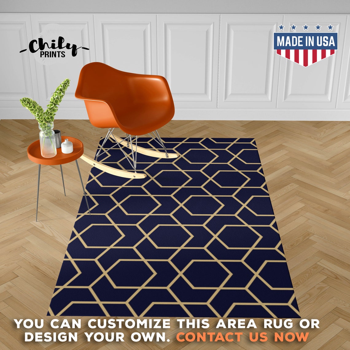 Modern Pattern Area Rug Geometric Area Rug Dark Blue and Etsy UK
