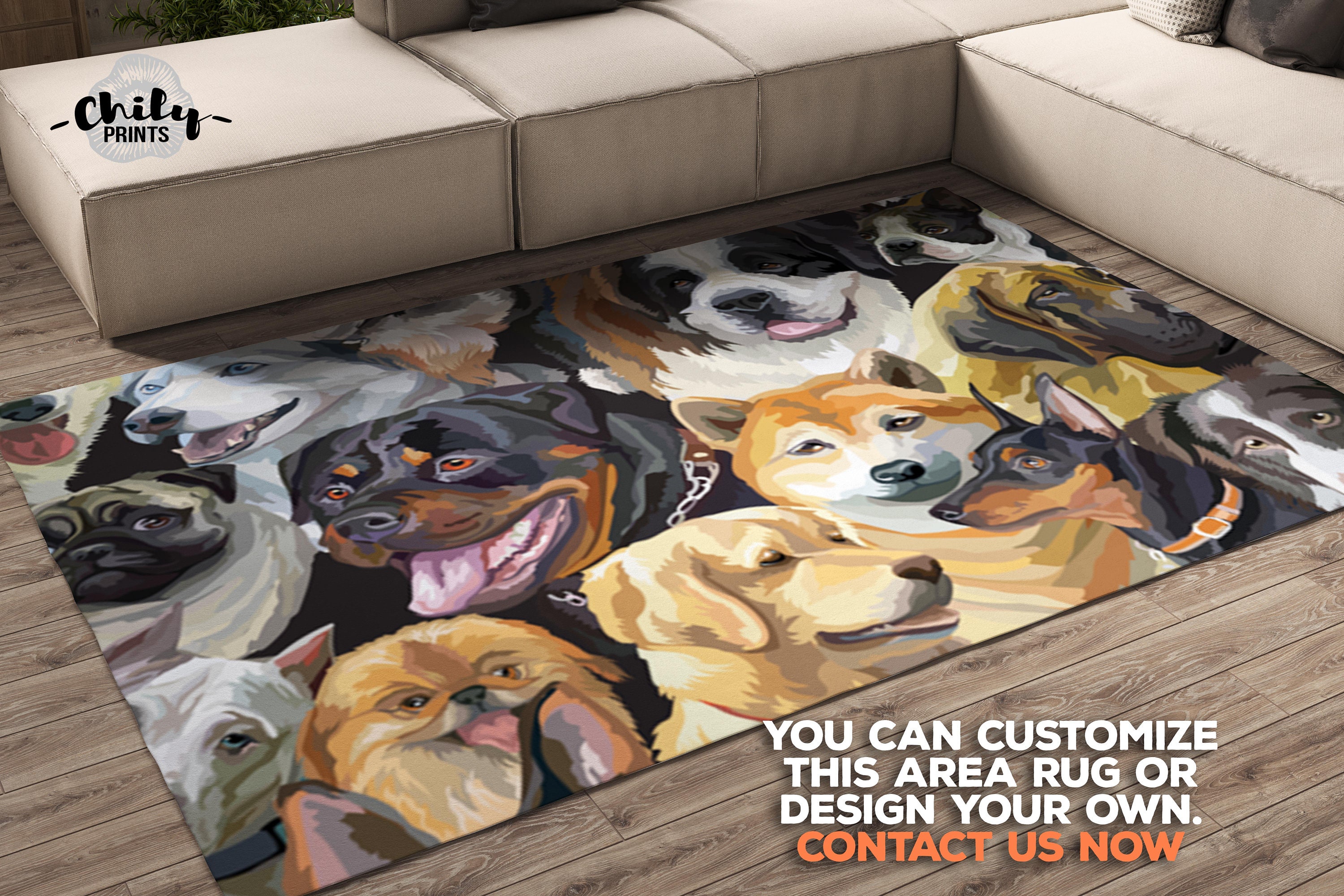 Dogs breed Carpet realistic dogs portraits Area Rug dog mom Etsy