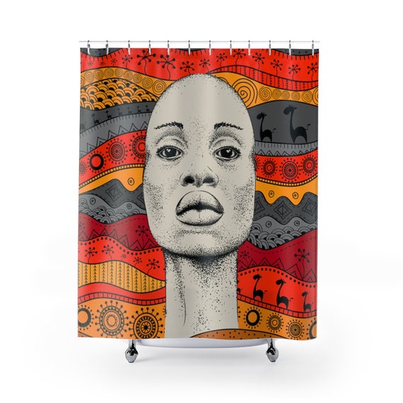 African American Shower Curtain African Hand Draw Ethno Pattern