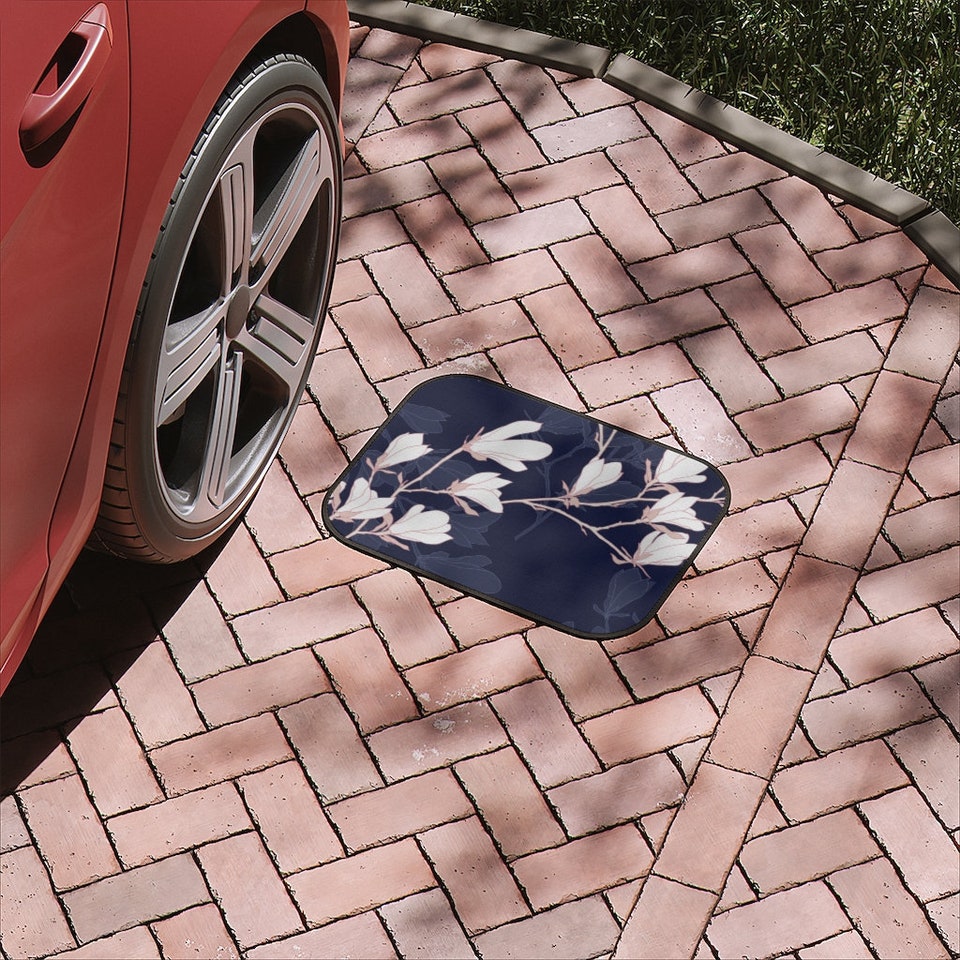 Discover Magnolia flower Japanese Car Floor Mats decor, Japanese Flowers Car Mats, Japanese Flowers Car Accessories, flower print car decor