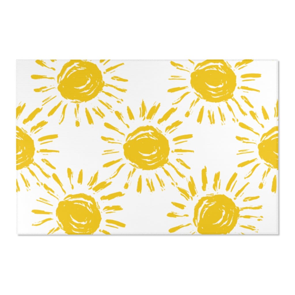 Sunshine Area Rug Hand Drawn Yellow Doodle Suns Design Area Etsy