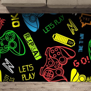 Gamer room Area Rug decor pixel game style carpet gamer gifts room decor play room floor decor area rugs gift for player kids room