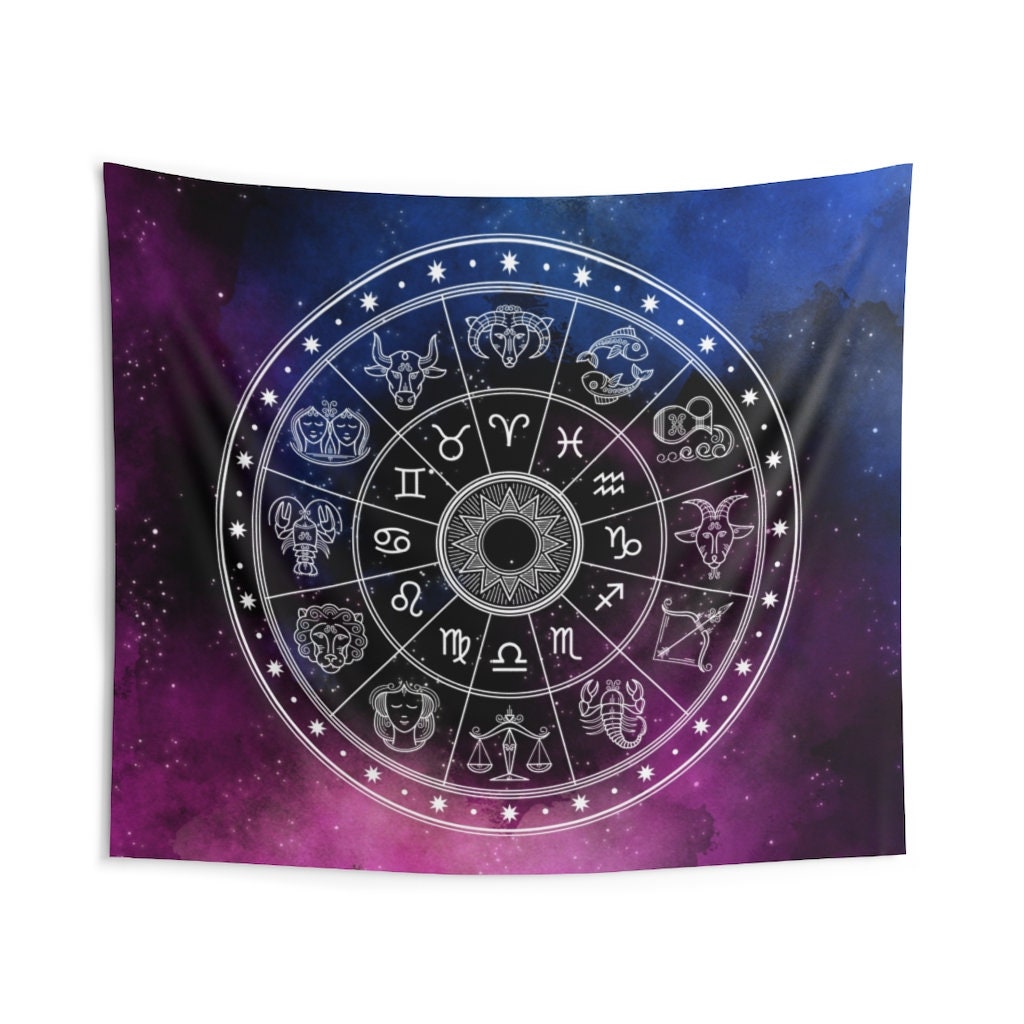 Astrology Tapestry Black Indoor Wall Tapestries Zodiac Etsy(01)