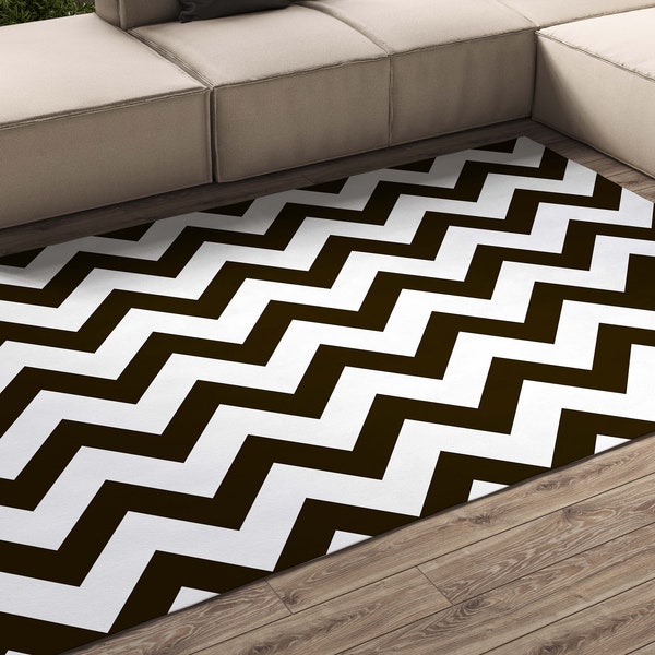 Black and white Area Rugs Classic chevron Pattern in zigzag design Carpet home decor room decor gift for her area rugs