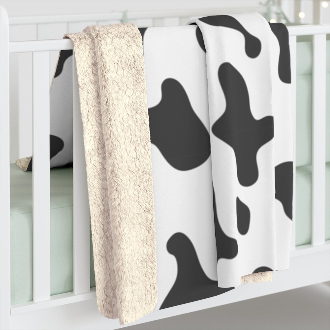Cow Print Blanket Cow Print Sherpa Fleece Blanket Throw Cow Etsy