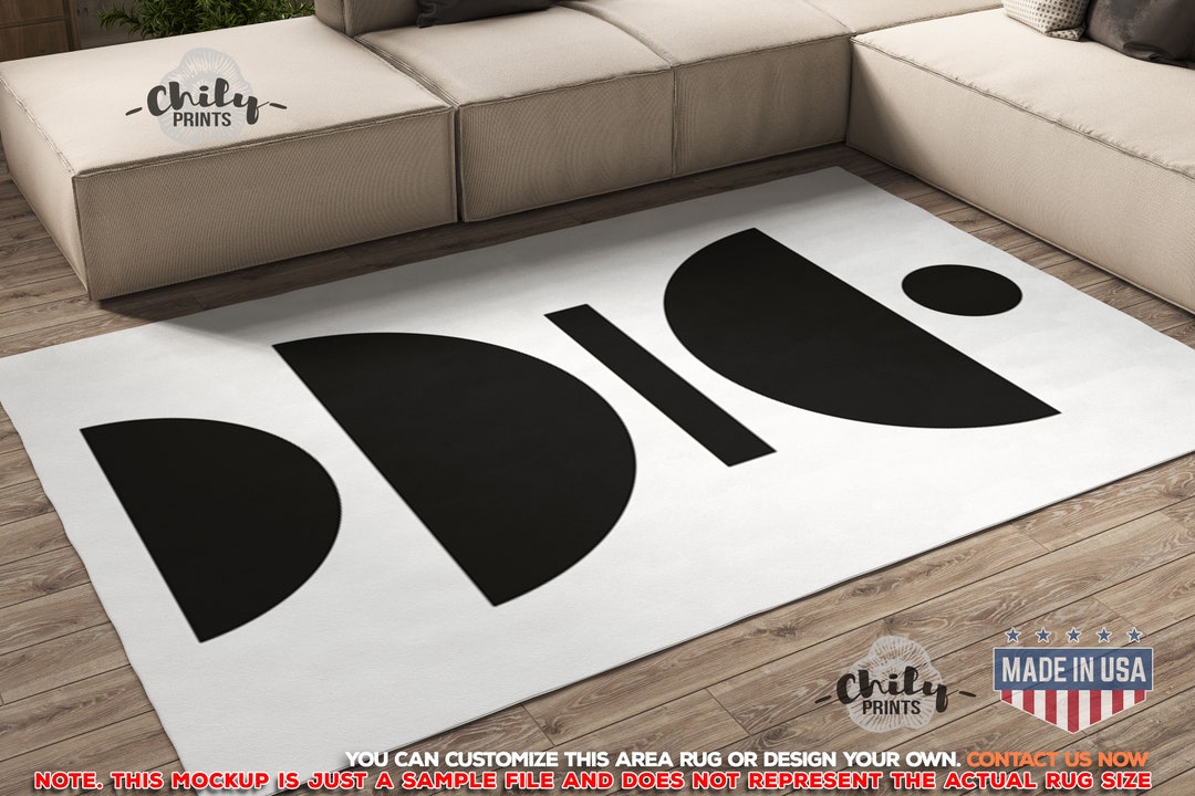 Minimalism Black & White Abstract Rug, Mid Century Modern Style Black