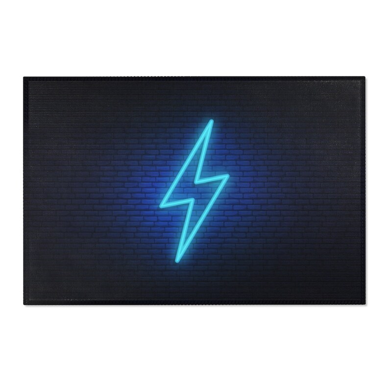 Neon Bolt Lightning Area Rug Thunder and Electricity Carpet Etsy