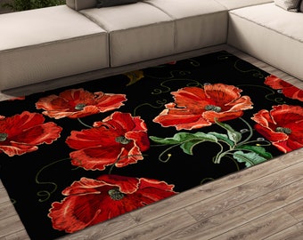 ALAZA Spring Flower Poppy Vintage Area Rug Rugs for Living Room Bedroom 5'3x4' ALAZA Spring Flower Poppy Vintage Area Rug Rugs for Living Room Bedroom 5'3x4'