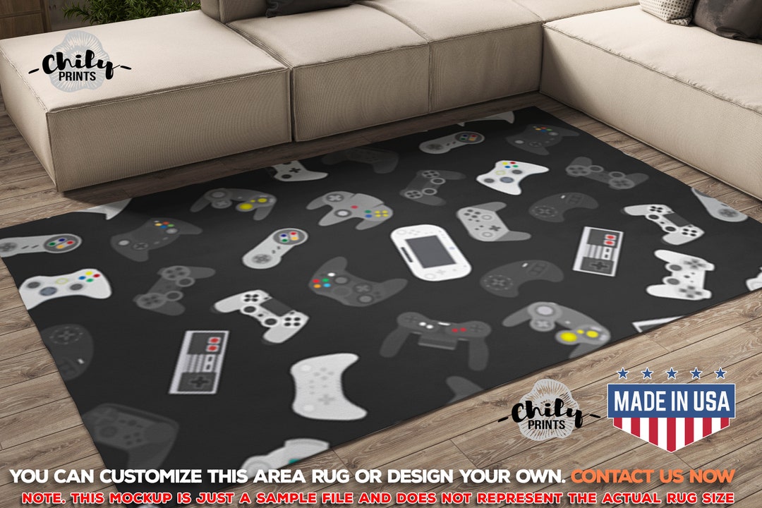 Carpet Video Game Controller Area Rugs, Dark Gamer Room Art Flor Decor