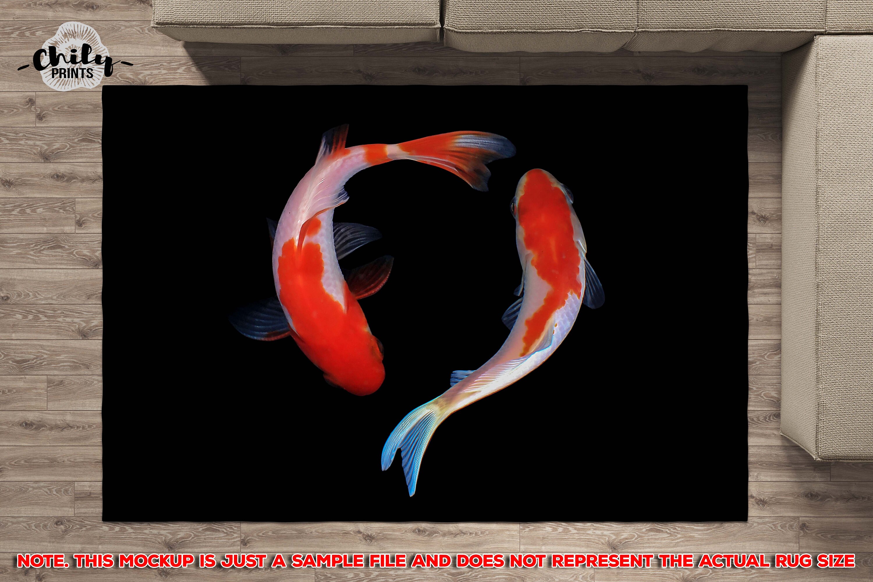 Koi Fish Area Rug Koi Fish Home Decor Carpet Koi Fish Design Etsy