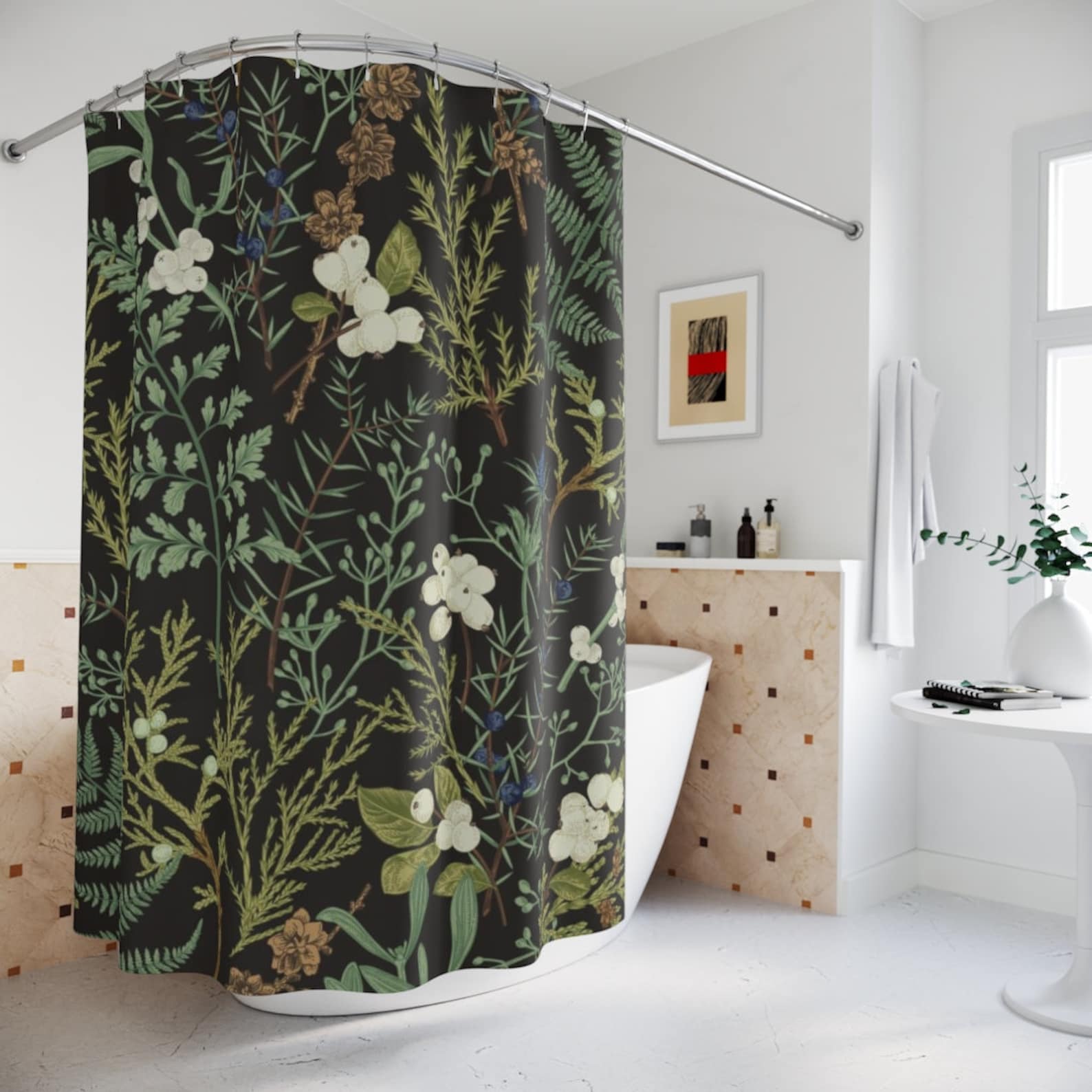 Forest Ferns Shower Curtain Vintage Forest Ferns Shower Etsy
