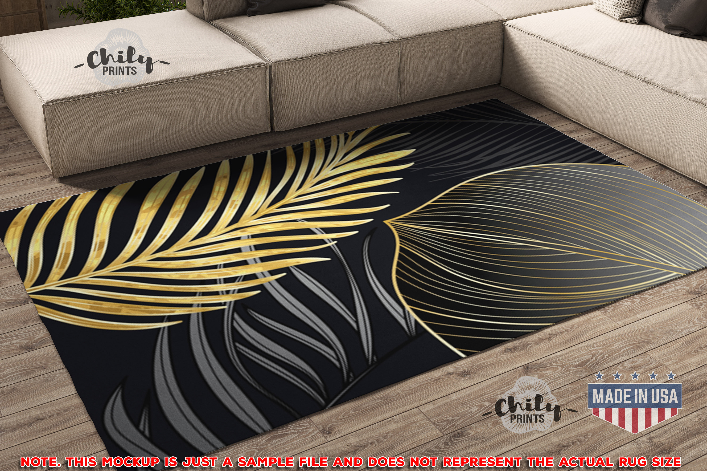 Large Rug Modern Tropical Leaves Jungle Velvet Shimmer Home Decor Anti Slip Art on Rug Modern Home Gifts